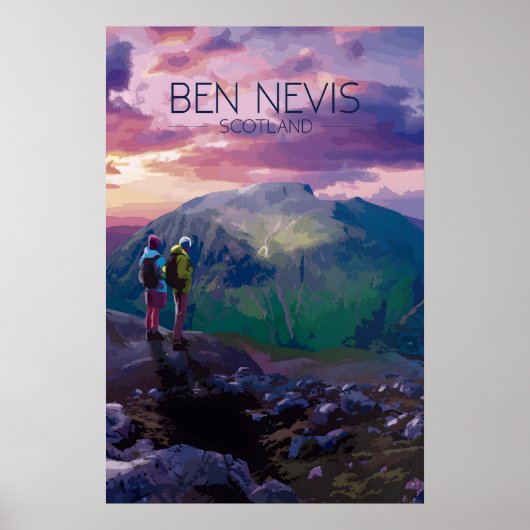 Ben Nevis Scotland Travel Poster Night ポスター (正面)