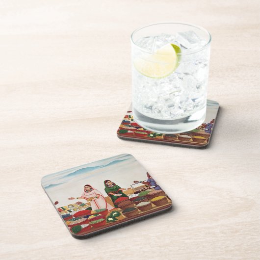 Benares、c.1840 (gouの野菜およびスパイスの市場 コースター (右側)