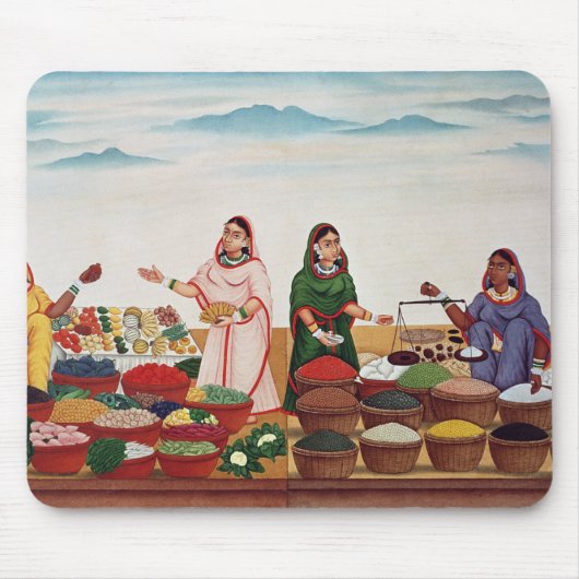 Benares、c.1840 (gouの野菜およびスパイスの市場 マウスパッド (正面)