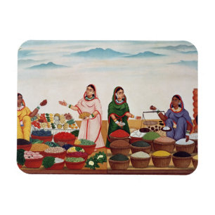 Benares、c.1840 (gouの野菜およびスパイスの市場 マグネット