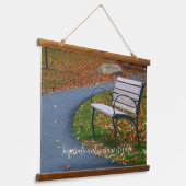 Bench Along A Fall Sidewalk Stroll 吊り下げ型タペストリー (傾斜あり)