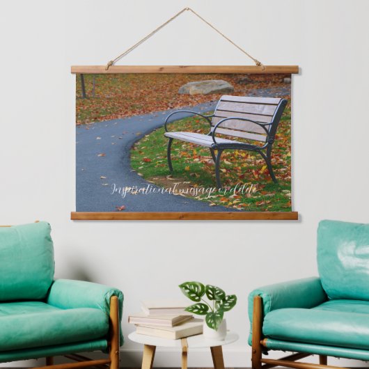 Bench Along A Fall Sidewalk Stroll 吊り下げ型タペストリー (リビング)