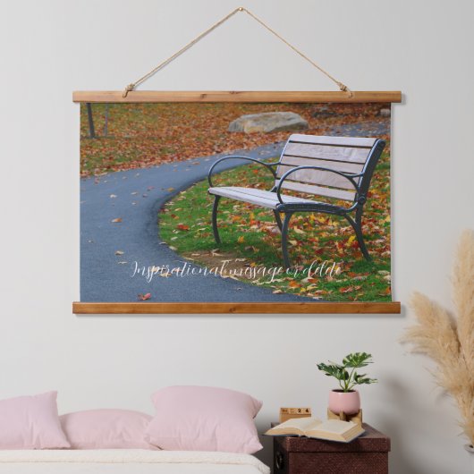 Bench Along A Fall Sidewalk Stroll 吊り下げ型タペストリー (寝室)