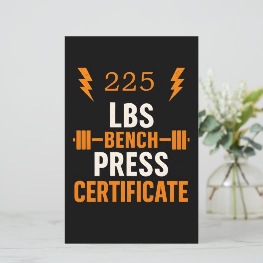 Bench Press Achievement Certificate for Gym (スタンド正面)
