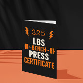 Bench Press Achievement Certificate for Gym