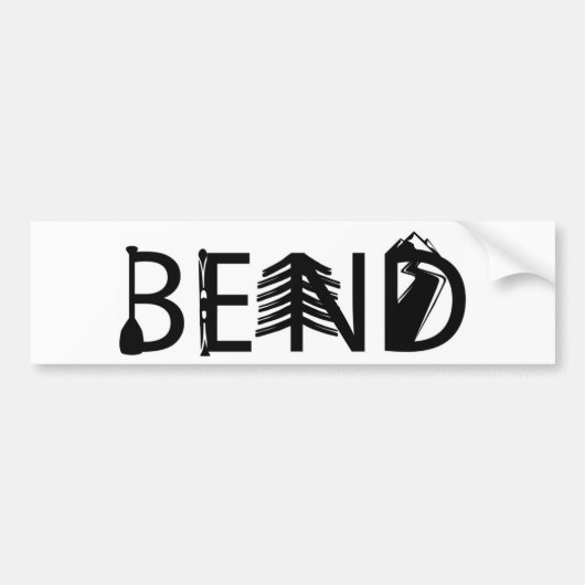 Bend Oregon Outdoor Activity Lettersロゴ バンパーステッカー (正面)