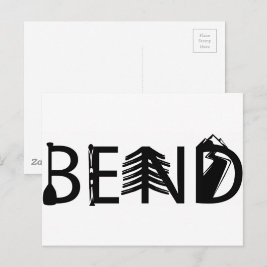 Bend Oregon Outdoor Activity Lettersロゴ ポストカード (正面/裏面)