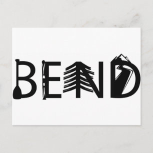 Bend Oregon Outdoor Activity Lettersロゴ ポストカード