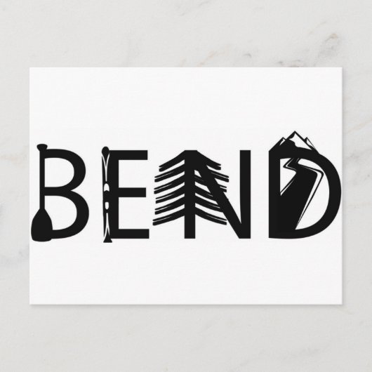 Bend Oregon Outdoor Activity Lettersロゴ ポストカード (正面)