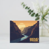 Bend Park Canyon River Vintage Art ポストカード (スタンド正面)