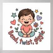 Bend twist giggle cute yoga kid ポスター (正面)