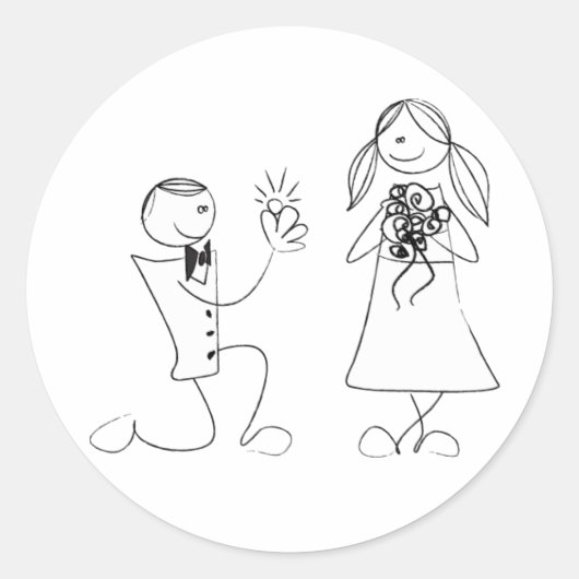 Bended Knee Proposal 結婚's Sticker ラウンドシール (正面)