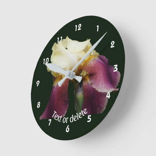 Bending Bearded Iris Flower Personalized   ラウンド壁時計 (傾斜)