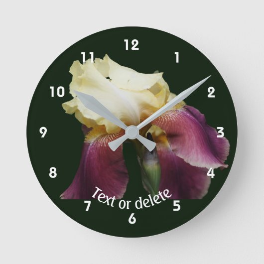 Bending Bearded Iris Flower Personalized   ラウンド壁時計 (正面)