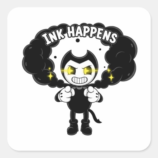 Bendy+and+the+Ink+Machine+ステッカー|Bendyキャラクター スクエアシール (正面)