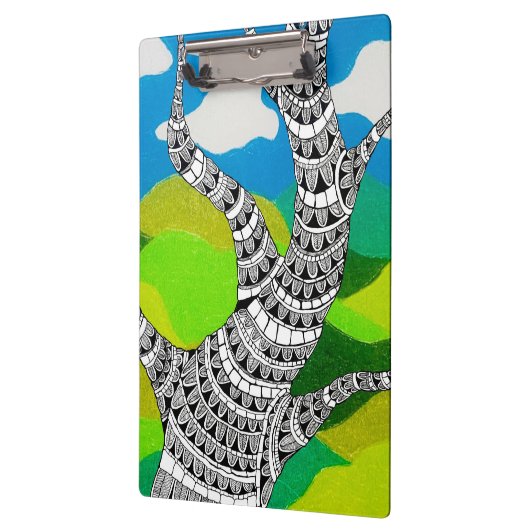 Bendy Tree Design Clouds Grassy Landscape クリップボード (左)