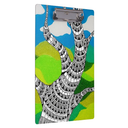 Bendy Tree Design Clouds Grassy Landscape クリップボード (右)