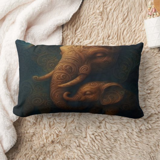 Benevolent Elephants ランバークッション (ブランケット)