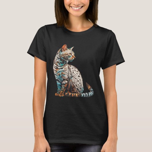 Bengal Cat Breed Colorful Mom Lady Tシャツ (正面)