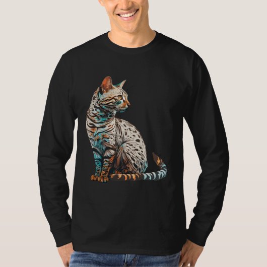 Bengal Cat Breed Colorful Mom Lady Tシャツ (正面)