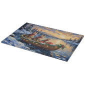 Bengal Cat Christmas Boat Holiday カッティングボード (角)