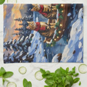 Bengal Cat Christmas Boat Holiday キッチンタオル (折り畳み)