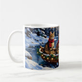 Bengal Cat Christmas Boat Holiday コーヒーマグカップ (左)