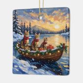 Bengal Cat Christmas Boat Holiday セラミックオーナメント (左)