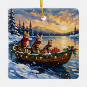 Bengal Cat Christmas Boat Holiday セラミックオーナメント (正面)