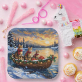 Bengal Cat Christmas Boat Holiday ペーパープレート (パーティー)