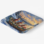 Bengal Cat Christmas Boat Holiday ペーパープレート (傾斜あり)