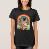 Bengal Cat Easter Eggs Bunny Rabbit Tシャツ (正面)