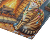Bengal Cat Fireplace with Christmas Lights カッティングボード (角)