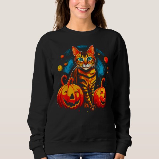 Bengal Cat Halloween スウェットシャツ (正面)
