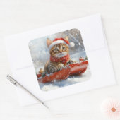 Bengal Cat in Sledge Let it Snow Christmas スクエアシール (封筒)