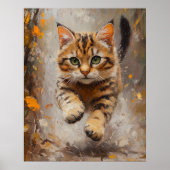 Bengal Cat Leaping Through Autumn Whispers ポスター (正面)