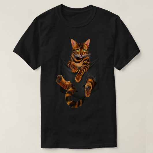 Bengal cat pocket ripper pocket Bengal lover gift  Tシャツ (デザイン正面)