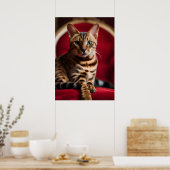 Bengal Cat Portrait Fine Art Poster — Regal Red  ポスター (キッチン)