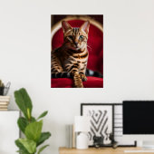 Bengal Cat Portrait Fine Art Poster — Regal Red  ポスター (ホームオフィス)