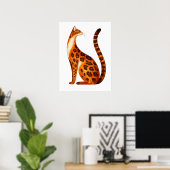 Bengal Cat Profile 水彩画 ポスター (ホームオフィス)