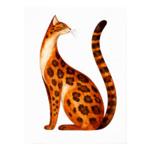Bengal Cat Profile 水彩画