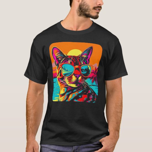 Bengal Cat Summer Beach Tシャツ (正面)