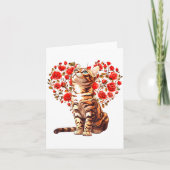 Bengal Cat Valentines Day Floral Heart Design For  カード (正面)