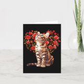 Bengal Cat Valentines Day Floral Heart Design For  カード (正面)