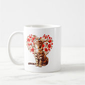 Bengal Cat Valentines Day Floral Heart Design For  コーヒーマグカップ (左)