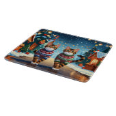 Bengal Cats Christmas Snow Holiday カッティングボード (角)