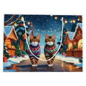 Bengal Cats Christmas Snow Holiday ラージペーパーバッグ (裏面)