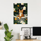 Bengal In Bathtub Poster, Funny Cat Poster, Bengal ポスター (ホームオフィス)