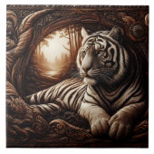 Bengal Tiger リラックス's in Woodland at Dusk タイル (正面)
