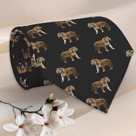 Bengal Tiger Black Elegant Wildlife Animal Pattern ネクタイ